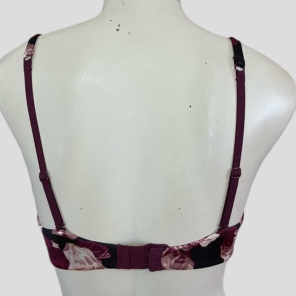 ๐
บ๐2/$35๐La Senza Body Kiss Plunge Black With Roses Bra 32C - Picture 2 of 6